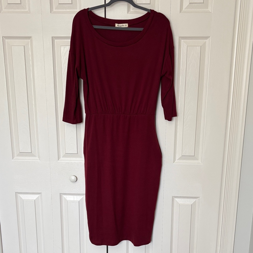 Amazon Burgundy Long Sleeve Dress